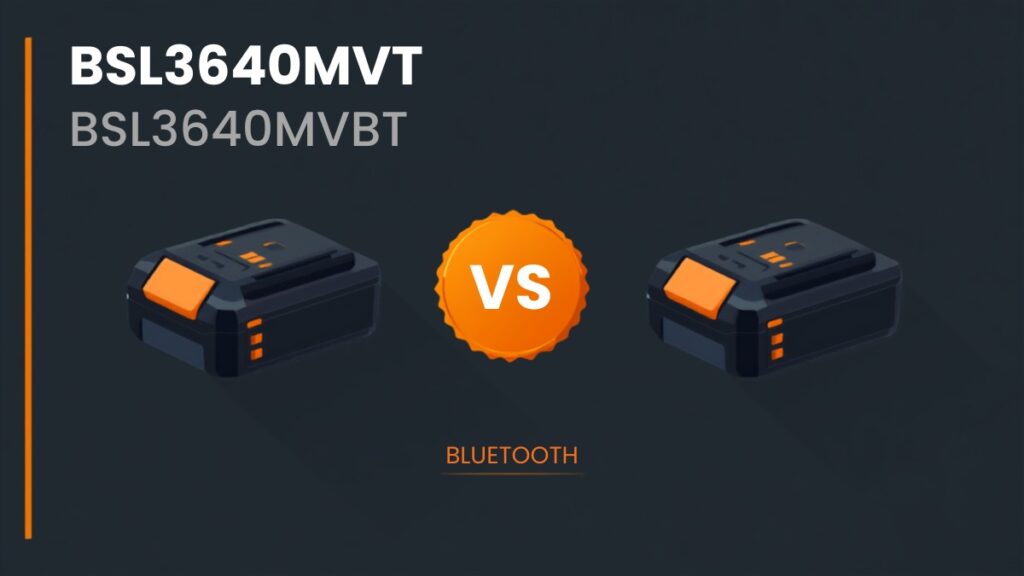 HiKOKI BSL3640MVTとBSL3640MVBTを並べた比較イラスト（T-PWRバッテリー・Bluetooth連動の有無）