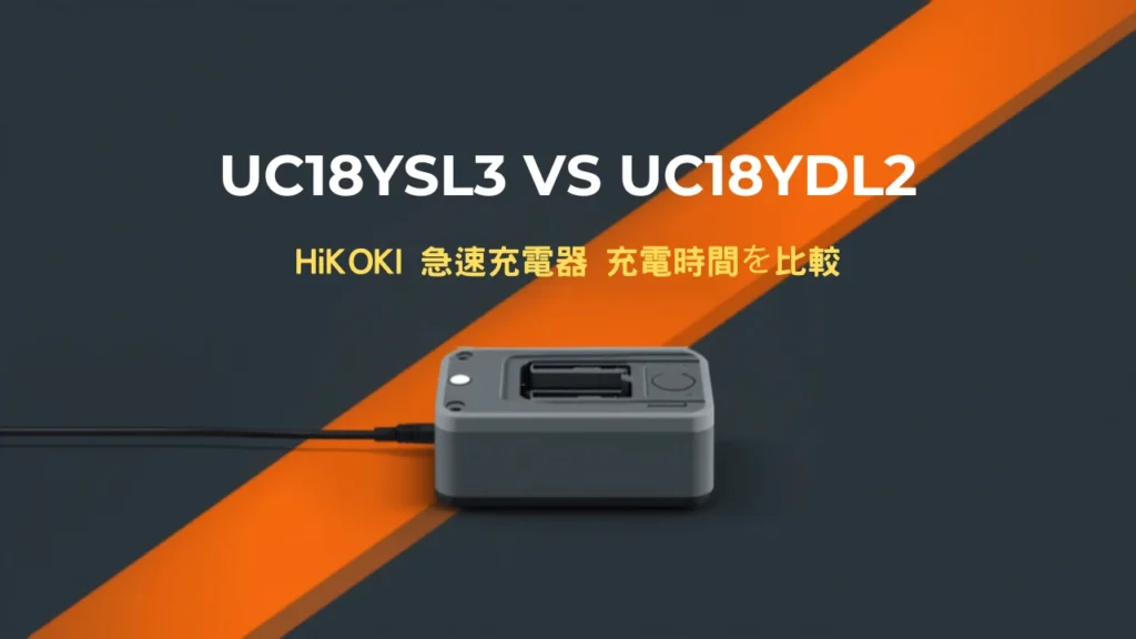 HiKOKI UC18YSL3とUC18YDL2の急速充電器を比較するイラスト