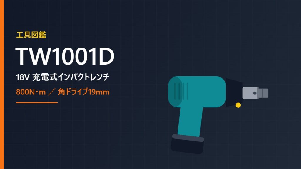 マキタ TW1001D 18V 充電式インパクトレンチのイメージイラスト（角ドライブ19mm）