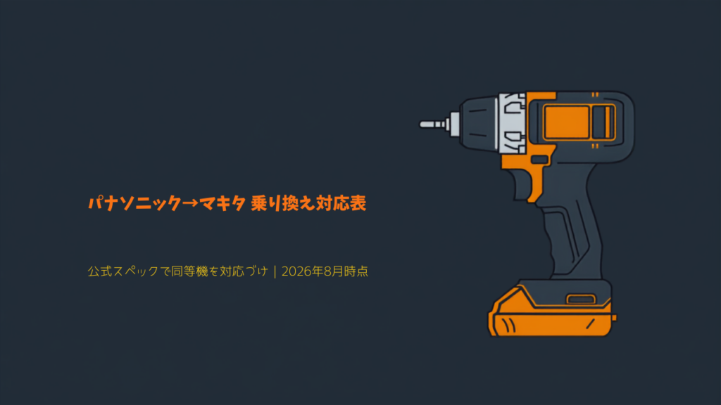 パナソニックEZ1PD1からマキタTD173Dへの乗り換え型番対応表のイメージ（充電インパクトドライバーのイラスト）