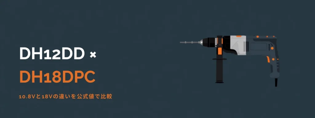 HiKOKI DH12DD と DH18DPC の比較イラスト（SDSプラスビットホルダ）