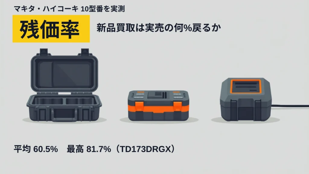 電動工具の残価率 マキタ・ハイコーキ10型番 TD173DRGXほか