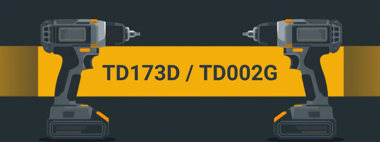 マキタ TD173D と TD002G のフラットイラスト比較。どちらも先端は六角ビットホルダー